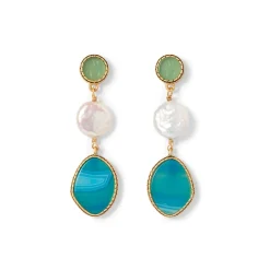 The Met Store Ancient Mixed Motifs Glass Triple-Drop Earrings