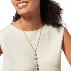 The Met Store Ancient Mixed Motifs Glass Pendant Drop Necklace