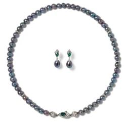 The Met Store Chelsea Peacock Pearl Necklace and Drop Earrings Set