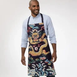 The Met Store Chinese Dragon Rank Badge Apron and Tea Towel Set