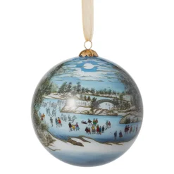 The Met Store Currier & Ives Central Park in Winter Hand-Painted Glass Ornament