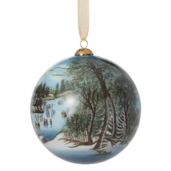 The Met Store Currier & Ives Central Park in Winter Hand-Painted Glass Ornament