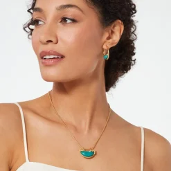 The Met Store Cypriot Jade Crescent Hoop Earrings