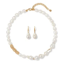 The Met Store Cypriot Twist Pearl Necklace and Drop Earrings Set