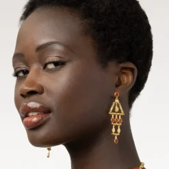 The Met Store Egyptian Nefer Amulet Red Jasper Chandelier Earrings