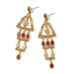 The Met Store Egyptian Nefer Amulet Red Jasper Chandelier Earrings