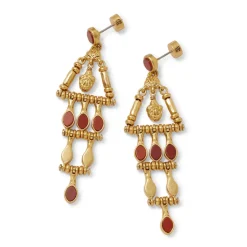 The Met Store Egyptian Nefer Amulet Red Jasper Chandelier Earrings