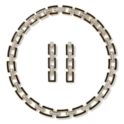 The Met Store European Buckle Enamel Collar Necklace and Drop Earrings Set