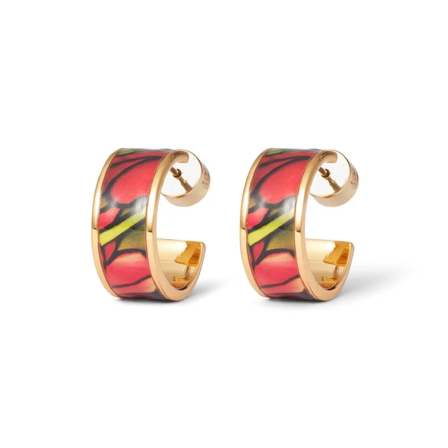The Met Store Favrile Tulip Enamel Hoop Earrings