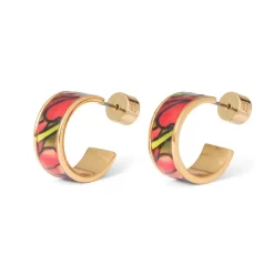 The Met Store Favrile Tulip Enamel Hoop Earrings