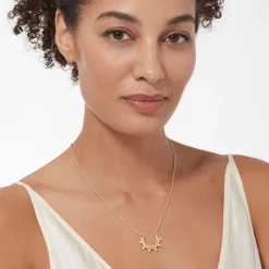 The Met Store Hammered Crescent Pearl Pendant Necklace