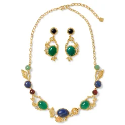 The Met Store Japanese Imari Collar Necklace and Linear Drop Earrings Set