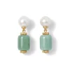 The Met Store Karavas Gems Aventurine and Pearl Drop Earrings