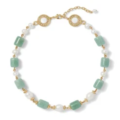 The Met Store Karavas Gems Large-Bead Aventurine and Pearl Necklace