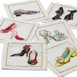 The Met Store Kim Seybert Embroidered Shoes Linen Cocktail Napkin Set