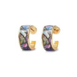 The Met Store Magnolias and Irises Enamel Hoop Earrings