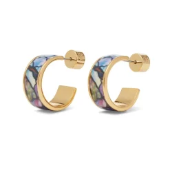 The Met Store Magnolias and Irises Enamel Hoop Earrings