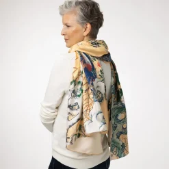 The Met Store Momoyama Cranes and Flowers Oversize Silk Shawl