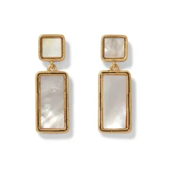 The Met Store Mother-of-Pearl Tile Double-Drop Earrings
