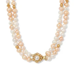 The Met Store Philippine Pearl Double-Strand Necklace and Linear Drop Earrings Set