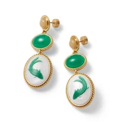 The Met Store Qing Bottle Fish Cameo Drop Earrings