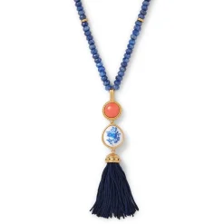 The Met Store Qing Bottle Lariat Necklace and Floral Drop Earrings Set