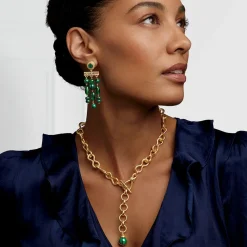 The Met Store Roman Malachite Statement Necklace and Chandelier Earrings Set