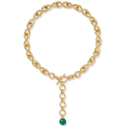 The Met Store Roman Malachite Statement Necklace and Chandelier Earrings Set