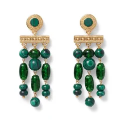 The Met Store Roman Malachite Statement Necklace and Chandelier Earrings Set