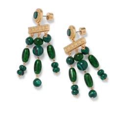 The Met Store Roman Malachite Statement Necklace and Chandelier Earrings Set