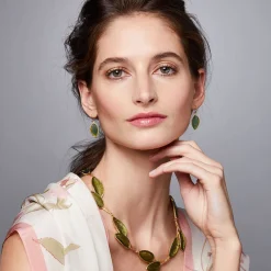 The Met Store Sage Leaf Drop Earrings