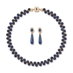 The Met Store Spanish Baldric Lapis Braided Necklace and Elongated Drop Earrings Set