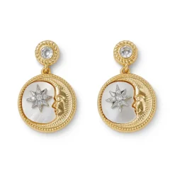 The Met Store Spanish Day and Night Magnifier Pendant Necklace and Moon Drop Earrings Set
