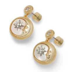 The Met Store Spanish Day and Night Magnifier Pendant Necklace and Moon Drop Earrings Set