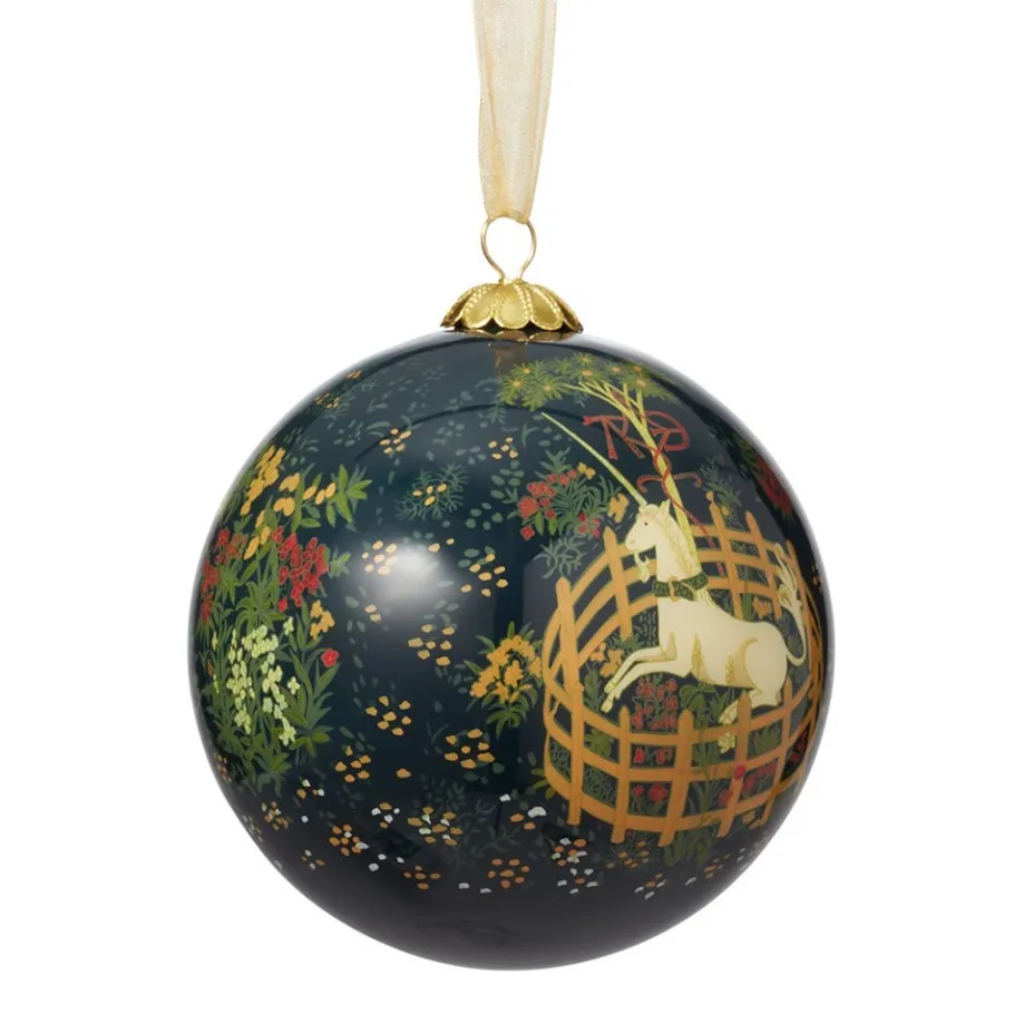 The Met Store Unicorn in a Garden Hand-Painted Glass Ornament