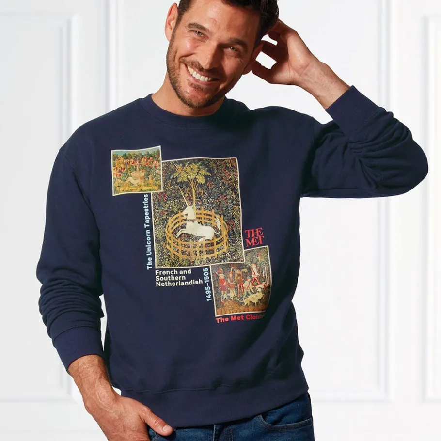 The Met Store Unicorn Tapestries Crew Neck Sweatshirt