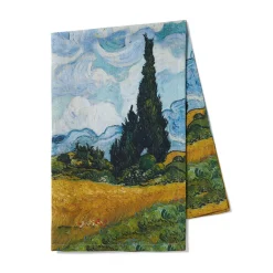 The Met Store Van Gogh Wheat Field with Cypresses Tea Towel