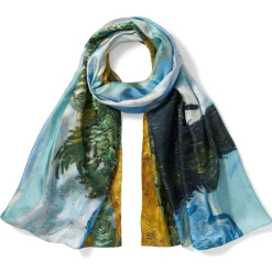 The Met Store Van Gogh Wheat Field with Cypresses Oversize Oblong Silk Scarf