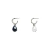 The Met Store Venus Pearl Silver Drop Earrings, Black/White