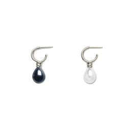 The Met Store Venus Pearl Silver Drop Earrings, Black/White