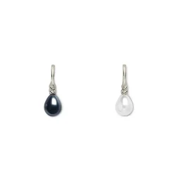 The Met Store Venus Pearl Silver Drop Earrings, Black/White