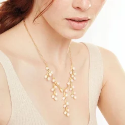 The Met Store Willow Catkins Pearl Bib Necklace and Drop Earrings Set